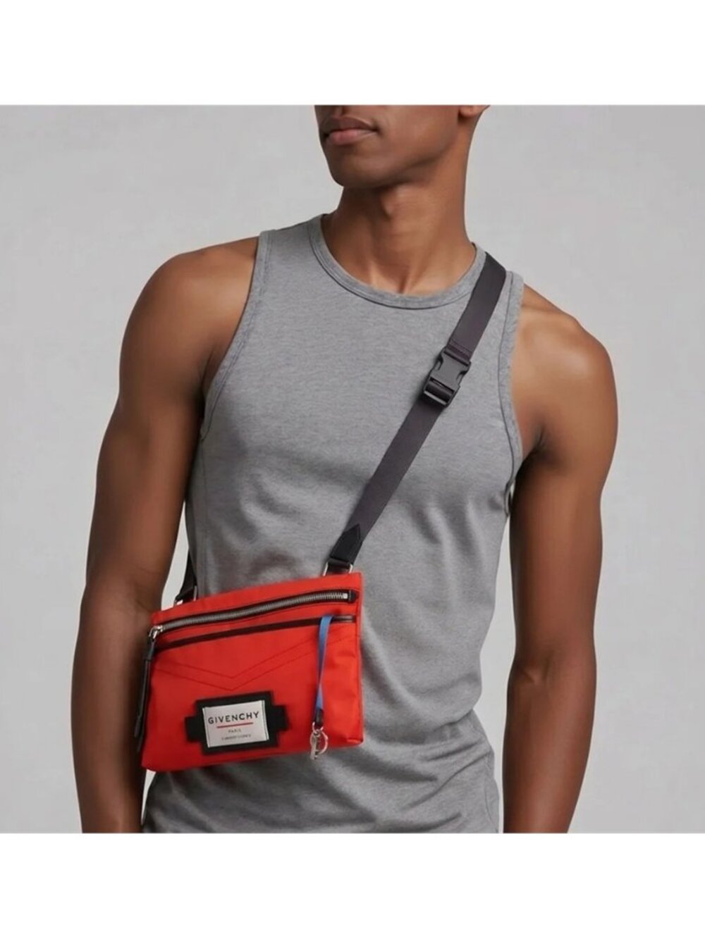 NWT Givenchy Red Downtown Flat Crossbody Bag Men’s Authentic